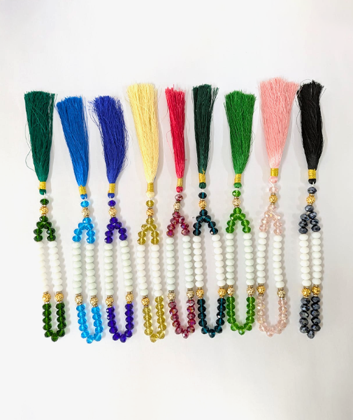 premium crystal Tasbih mala with tassel – 33 beads (Small Size)
