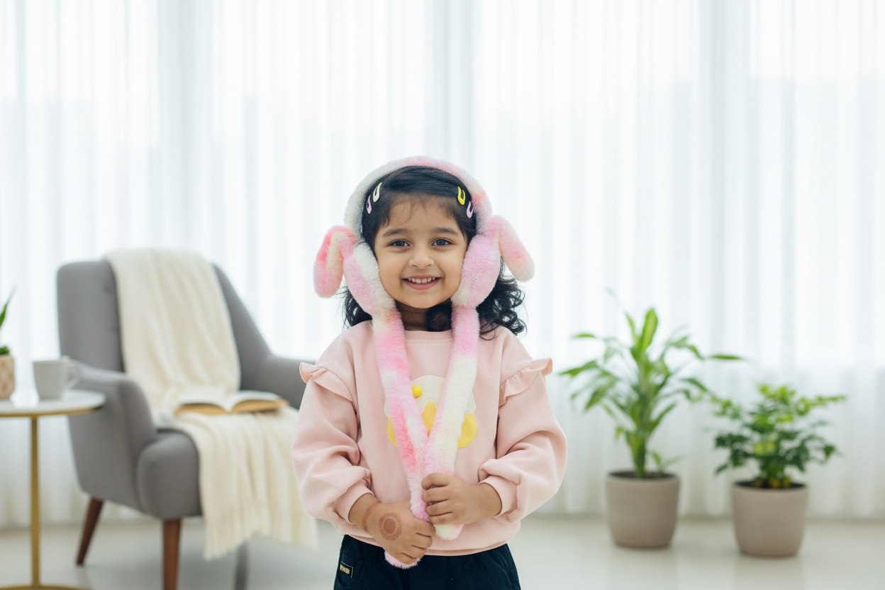 Cute Rabbit Ear Moving Earmuffs For Kids