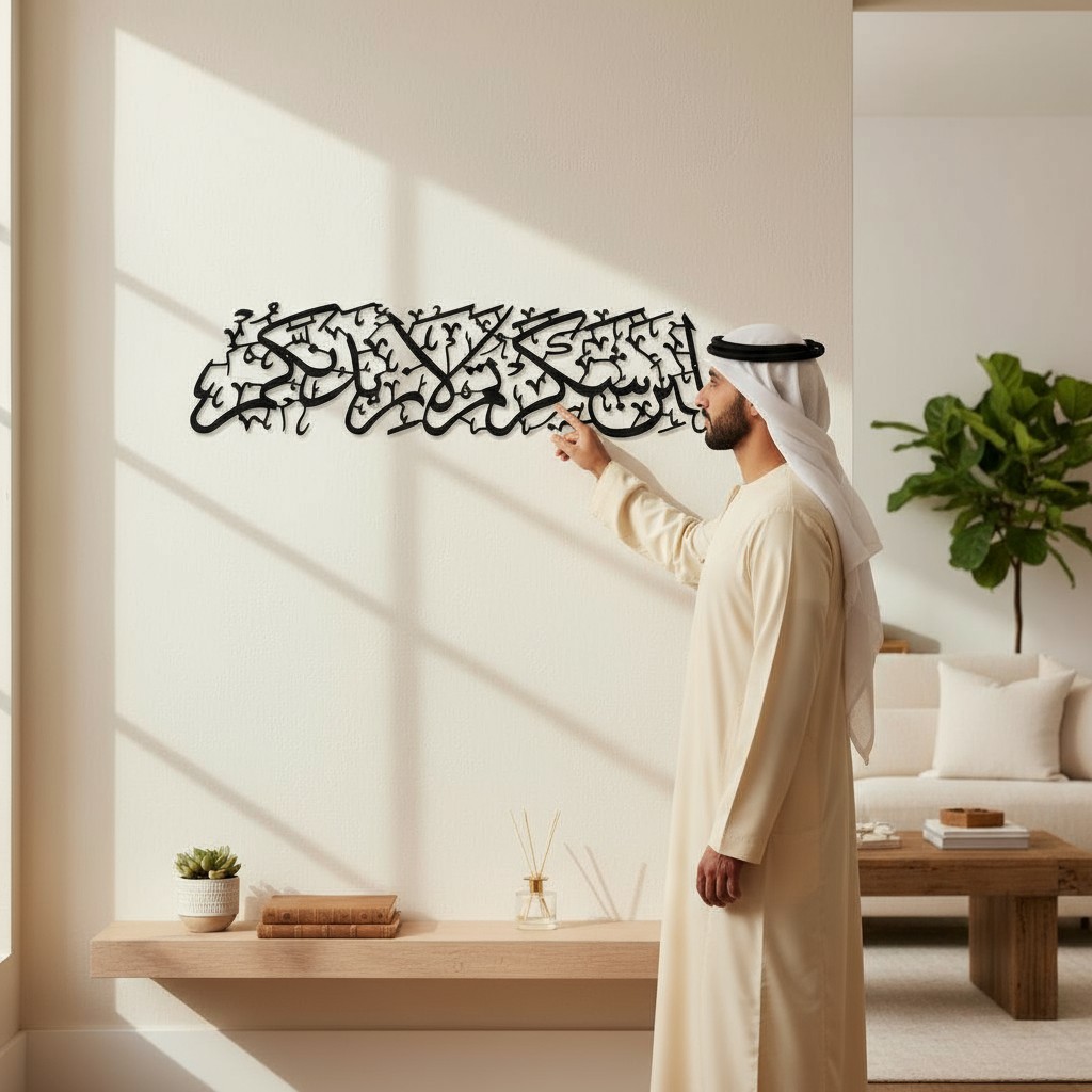 LA IN SHAKARTHUM LA AZEEDANNAKUM METAL WALL DECOR 90*24CMS